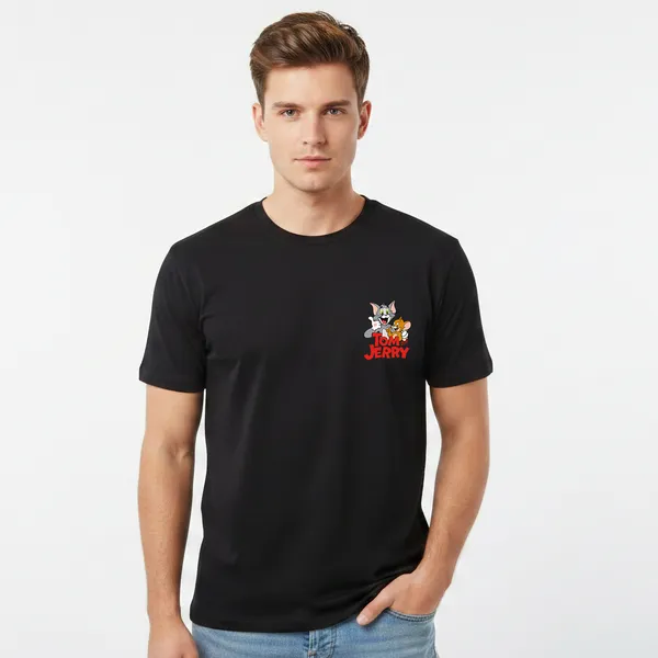 Black_Cotton_Lycra_Tencel_Round_Neck_T_Shirt_For_Men