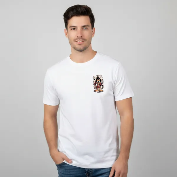 White_Cotton_Lycra_Tencel_Round_Neck_T_Shirt_For_Men