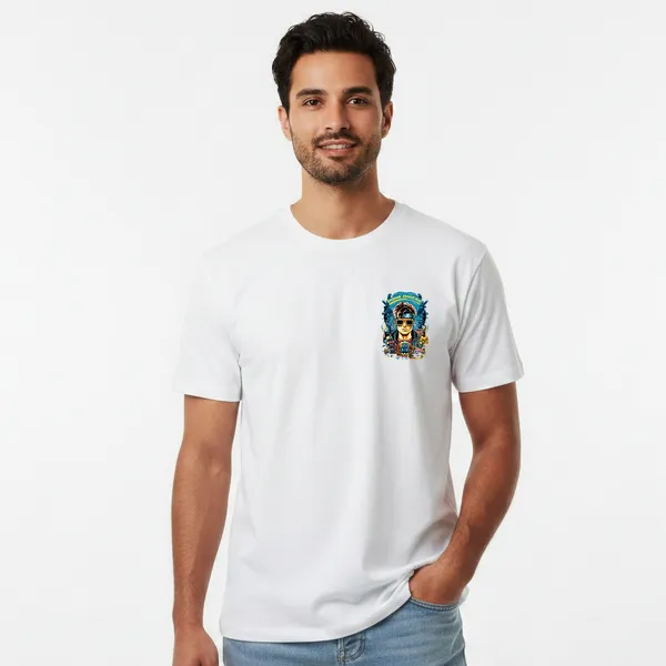 White_Cotton_Lycra_Tencel_Round_Neck_T_Shirt_For_Men