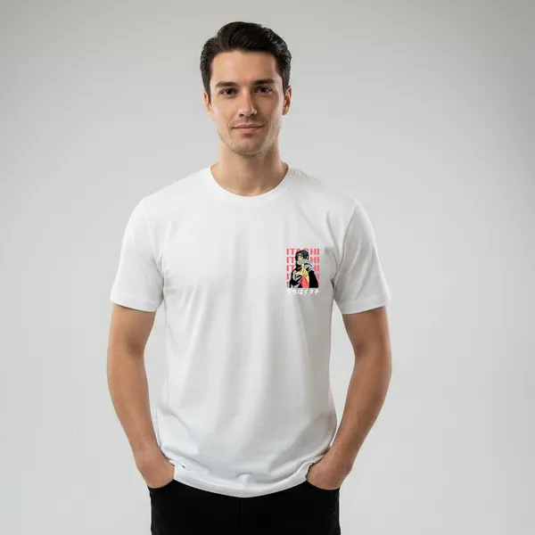 White_Cotton_Lycra_Tencel_Round_Neck_T_Shirt_For_Men