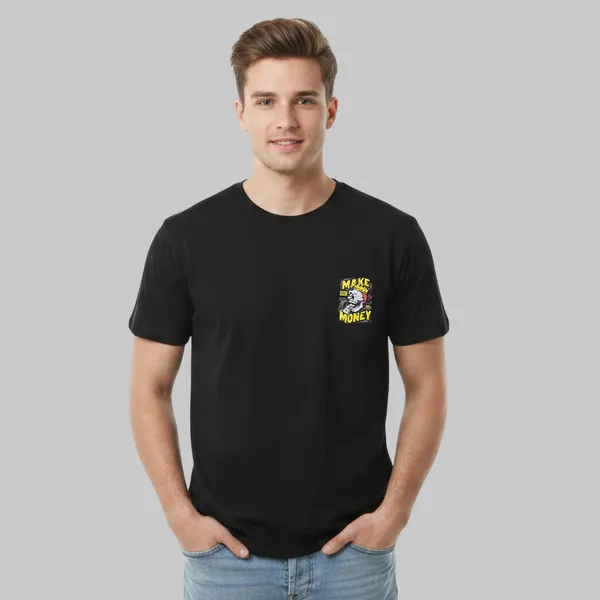 Black_Cotton_Lycra_Tencel_Round_Neck_T_Shirt_For_Men