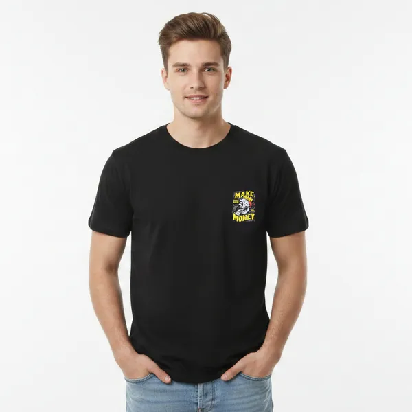 Black_Cotton_Lycra_Tencel_Round_Neck_T_Shirt_For_Men