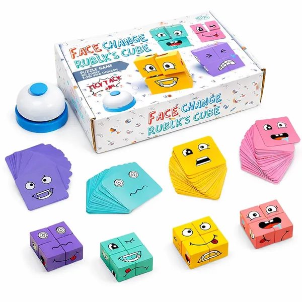 Wooden_Block_Puzzles_Face_Changing_Cube_Building_Blocks_With_72_Pieces_Of_Challenging_Face_Cards_Brainteaser_Smart_Games_Parent_Child_Interactive_Toys_Gifts
