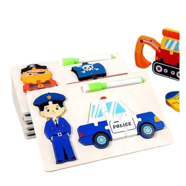 Wooden_Educational_Puzzle_Game_Toy_Set_With_Whiteboard_Community_Helpers_Theme_Vehicles_3_In_1_Learning_Kit_For_Kids_(Any_1_unit)