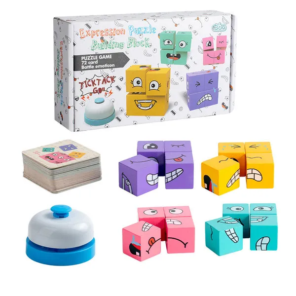 Wooden_Block_Puzzles_Face_Changing_Cube_Building_Blocks_With_72_Pieces_Of_Challenging_Face_Cards_Brainteaser_Smart_Games_Parent_Child_Interactive_Toys_Gifts