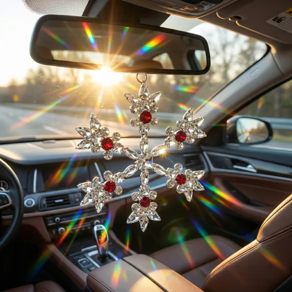 Silver_And_Red_Crimson_Frost(Set_Of_2)_Luxury_Handcrafted_Ruby_And_Silver_Crystal_Star_Hanging_Charm_