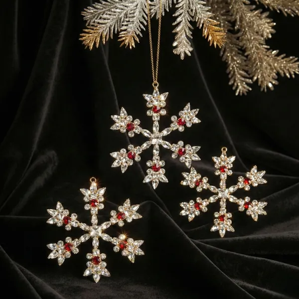 Silver_And_Red_Crimson_Frost(Set_Of_2)_Luxury_Handcrafted_Ruby_And_Silver_Crystal_Star_Hanging_Charm_