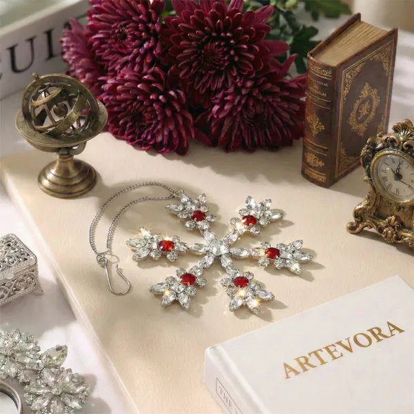 Silver_And_Red_Crimson_Frost(Set_Of_2)_Luxury_Handcrafted_Ruby_And_Silver_Crystal_Star_Hanging_Charm_