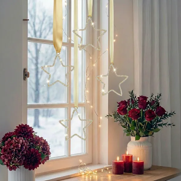 Silver_North_Star_Luxury(Set_Of_4)_Handcrafted_Crystal_Border_Hanging_Charm_Elegant_Gold_Star_Decor_For_Car_Rearview_Mirror_And_Home_