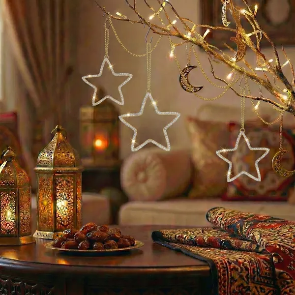 Silver_North_Star_Luxury(Set_Of_4)_Handcrafted_Crystal_Border_Hanging_Charm_Elegant_Gold_Star_Decor_For_Car_Rearview_Mirror_And_Home_