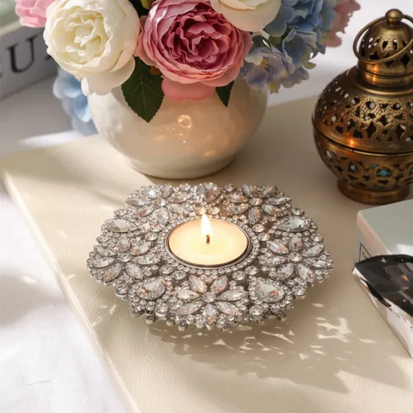 Silver_Handcrafted_Crystal_Encrusted_Luxury_Tealight_Candle_Holder_Royal_Vintage_Aesthetic_Decorative_Metal_And_Glass_Centerpiece_For_Home_Decor,_Festivals_And_Gifting_Silver_Startburst