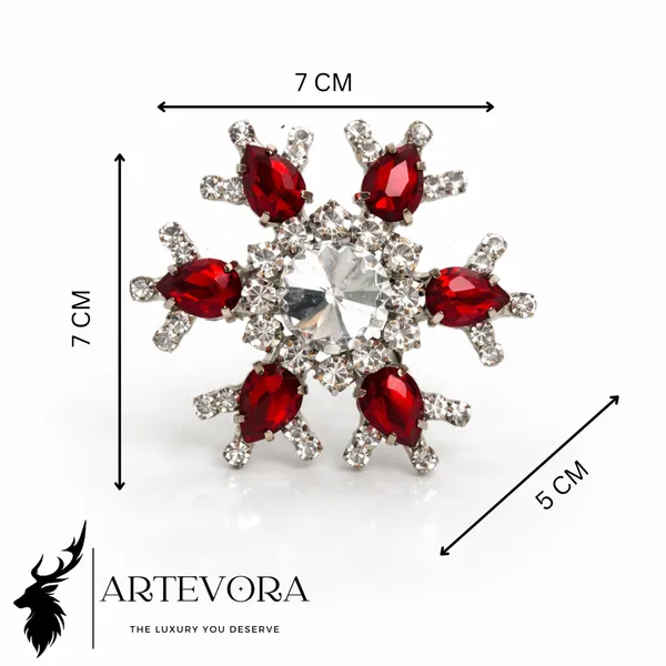 Silver_And_Red_Luxury_Handmade_Snowflake_Napkin_Rings,_(Set_Of_4)_Ruby_Red_And_Crystal_Studded_Premium_Table_Decor_For_Weddings,_Festivals,_Christmas_And_Fine_Dining
