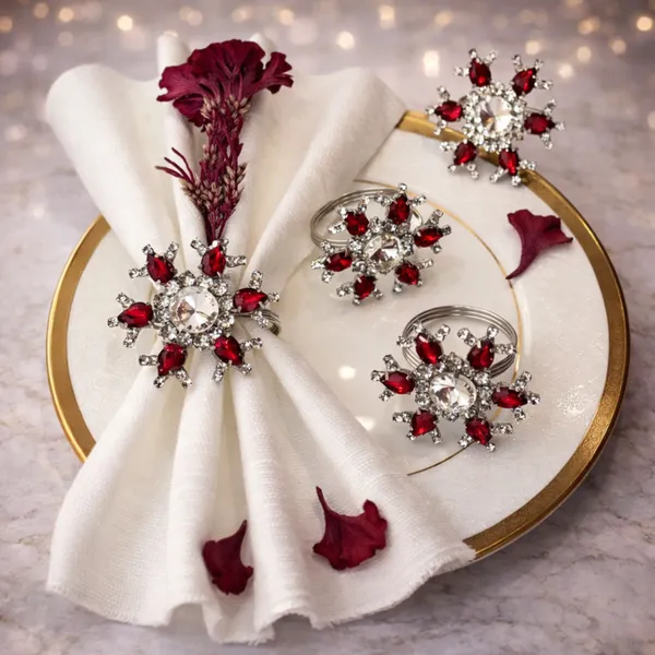 Silver_And_Red_Luxury_Handmade_Snowflake_Napkin_Rings,_(Set_Of_4)_Ruby_Red_And_Crystal_Studded_Premium_Table_Decor_For_Weddings,_Festivals,_Christmas_And_Fine_Dining