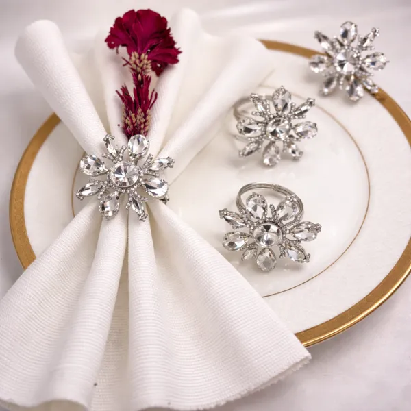 Silver_Luxury_Handmade_Crystal_Star_Napkin_Rings,(Set_Of_4)_Premium_Ruby_Red_And_Clear_Gems,_Silver_Finish_For_Wedding,_Diwali,_Dining_Table_Decor_And_Gifting_Silver_Crystal_Floral