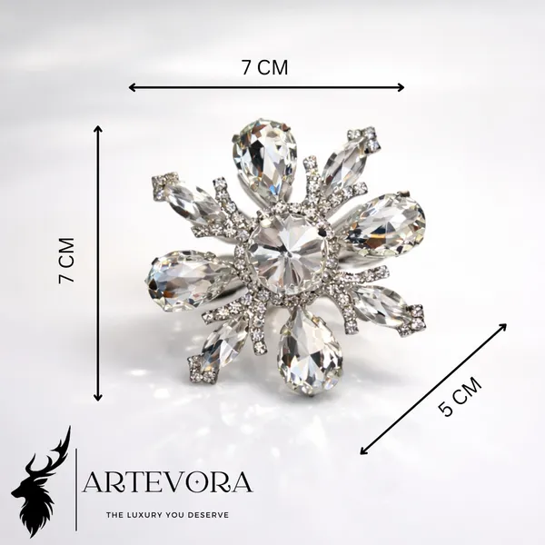 Silver_Luxury_Handmade_Crystal_Star_Napkin_Rings,(Set_Of_4)_Premium_Ruby_Red_And_Clear_Gems,_Silver_Finish_For_Wedding,_Diwali,_Dining_Table_Decor_And_Gifting_Silver_Crystal_Floral