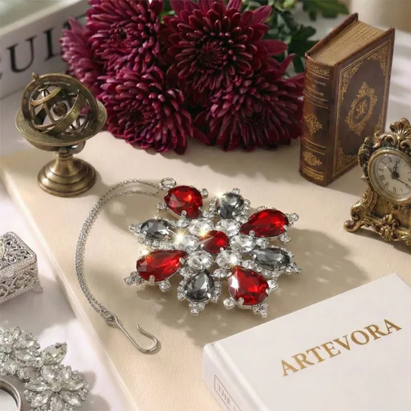 Smoke_Red_Silver(Set_Of_2)_Regal_Ruby_Radiance_Signature_Crystal_Masterpiece_