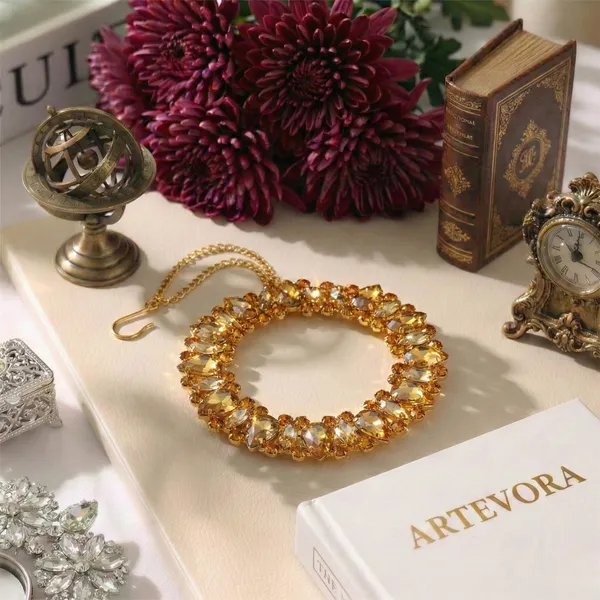 Golden_Eternity(Set_Of_2)_International_Luxury_Handcrafted_Amber_Crystal_Wreath_Charm_Best_For_Gifting_And_Car_And_Wall_Decor_Charmes_