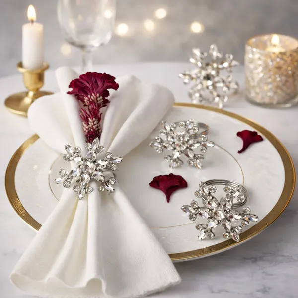 Silver_Luxury_Handmade_Sparkling_Crystal_Star_Napkin_Rings,_(Set_Of_4)_Premium_Silver_Finish_Snowflake_Holders_For_Weddings,_Diwali,_Party_Decor_And_Giftingarctic_Starbust_Silver