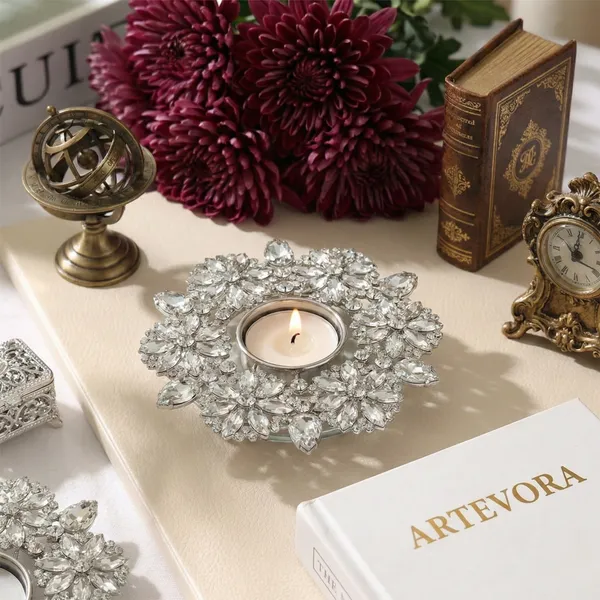 Silver_Luxury_Crystal_Blossom_Tealight_Holder_5x5x1_Inch_Sparkling_Silver_Lotus_Candle_Stand_Premium_Handcrafted_Centerpiece_For_Home_Decor,_Weddings_And_Luxury_Gifting_Silver_Crystal_Blossom