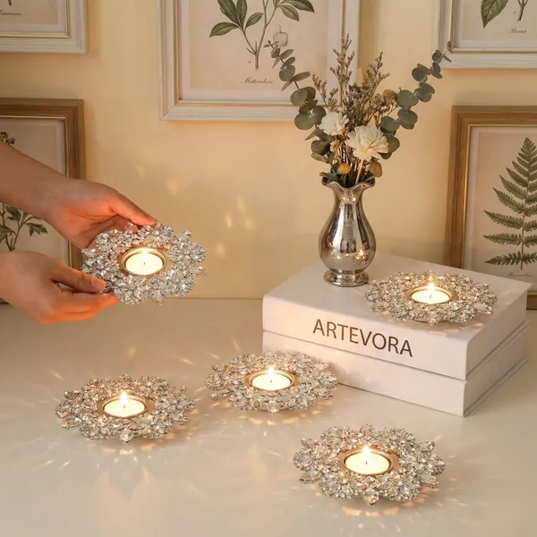 Silver_Luxury_Crystal_Blossom_Tealight_Holder_5x5x1_Inch_Sparkling_Silver_Lotus_Candle_Stand_Premium_Handcrafted_Centerpiece_For_Home_Decor,_Weddings_And_Luxury_Gifting_Silver_Crystal_Blossom