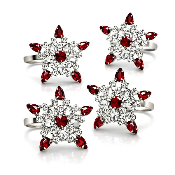 Silver_And_Red_Luxury_Handmade_Ruby_Red_Crystal_Star_Napkin_Rings,_(Set_Of_4)__Premium_Silver_Finish_For_Festive_Christmas,_Diwali_And_Wedding_Table_Decor_Ruby_Red_Star
