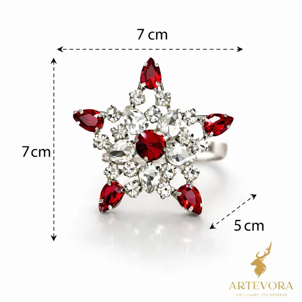 Silver_And_Red_Luxury_Handmade_Ruby_Red_Crystal_Star_Napkin_Rings,_(Set_Of_4)__Premium_Silver_Finish_For_Festive_Christmas,_Diwali_And_Wedding_Table_Decor_Ruby_Red_Star