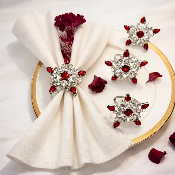 Silver_And_Red_Luxury_Handmade_Ruby_Red_Crystal_Star_Napkin_Rings,_(Set_Of_4)__Premium_Silver_Finish_For_Festive_Christmas,_Diwali_And_Wedding_Table_Decor_Ruby_Red_Star