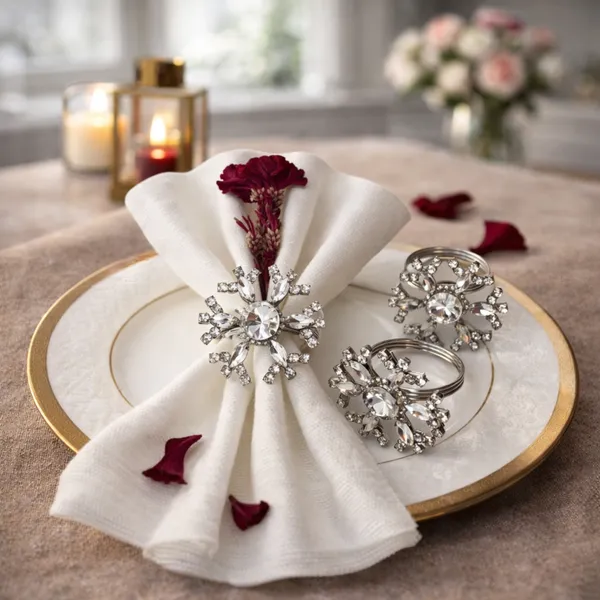 Silver_Luxury_Handmade_Sparkling_Crystal_Snowflake_Napkin_Rings,_Set_Of_4_Premium_Finish_For_Elegant_Wedding_Decor,_Diwali,_Fine_Dining_&_Gifting_Floral_Starburst