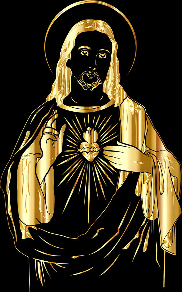 Sacred_Heart_Of_Jesus_Golden_Metal_Wall_Art