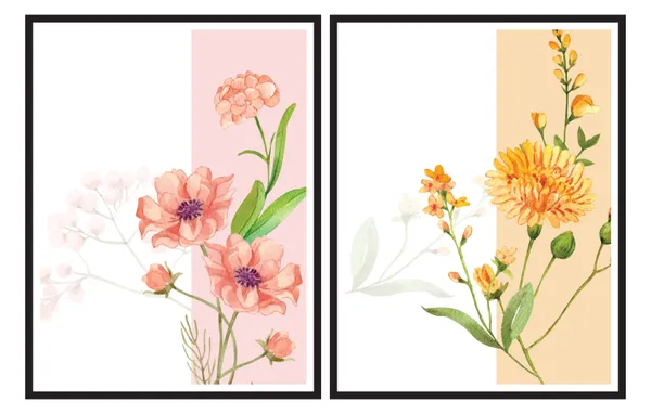 Watercolor_Floral_Wall_Art_Prints_Set_Of_2_-_Pink_And_Yellow_Blooms