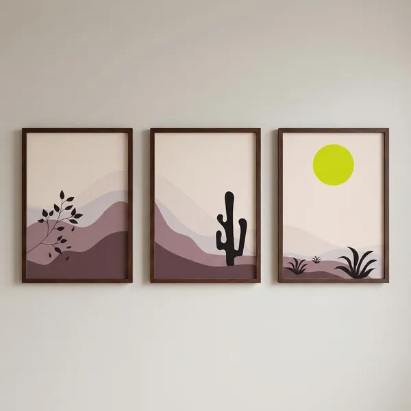 Set_Of_3_Desert_Landscape_Wall_Art_Prints_With_Black_Frames_-_Minimalist_Home_Decor