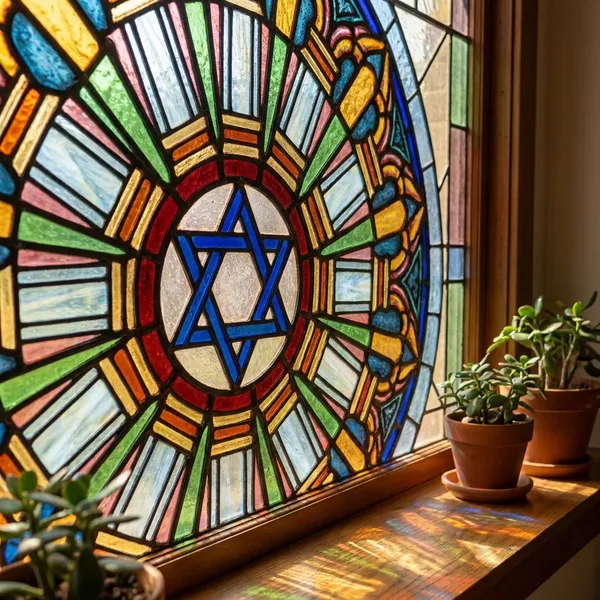 Decorative_Stained_Glass_Window_Panel_With_Star_Of_David_And_Religious_Motifs