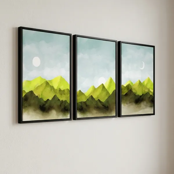 Set_Of_3_Framed_Abstract_Mountain_Landscape_Wall_Art_Prints