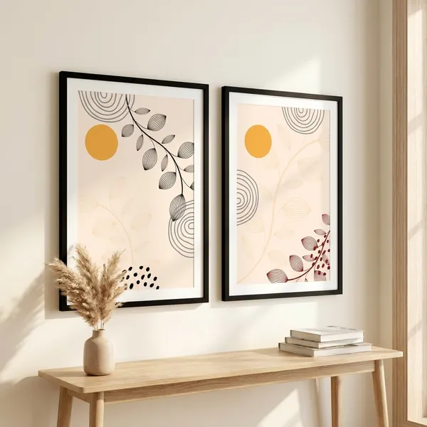 Botanical_Art_Prints_Set_-_Peach_&_Cream_Minimalist_Wall_Decor_With_Black_Frame_(Set_Of_2)