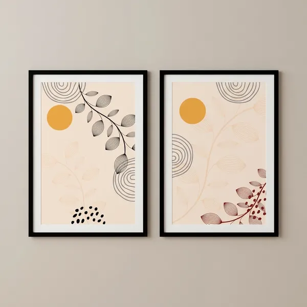 Botanical_Art_Prints_Set_-_Peach_&_Cream_Minimalist_Wall_Decor_With_Black_Frame_(Set_Of_2)