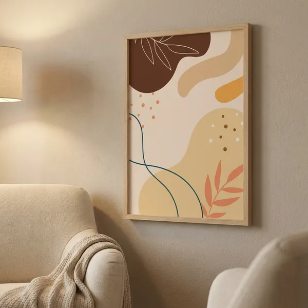 Abstract_Floral_And_Geometric_Art_Print_Set_Of_3_-_Beige,_Coral_&_Gray_Wall_Decor
