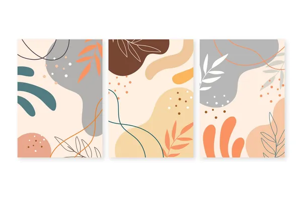 Abstract_Floral_And_Geometric_Art_Print_Set_Of_3_-_Beige,_Coral_&_Gray_Wall_Decor