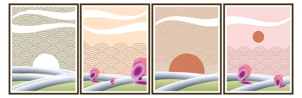 Set_Of_4_Framed_Japanese_Wave_Pattern_Wall_Art_Prints