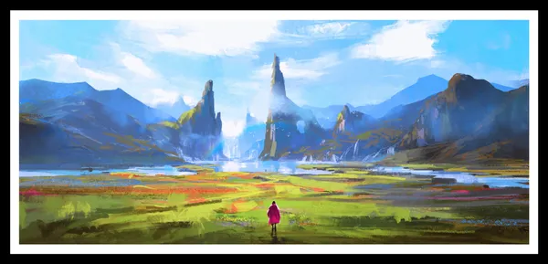 Fantasy_Landscape_Digital_Art_Print_-_Colorful_Valley_With_Rock_Formations