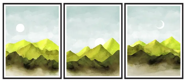 Set_Of_3_Framed_Abstract_Mountain_Landscape_Wall_Art_Prints