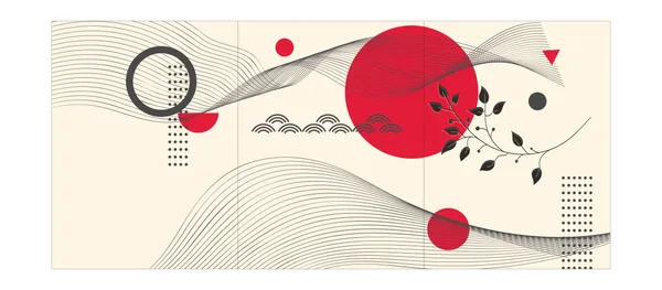 Japanese_Inspired_Abstract_Art_Wall_Painting_With_Red_Circles_And_Flowing_Lines