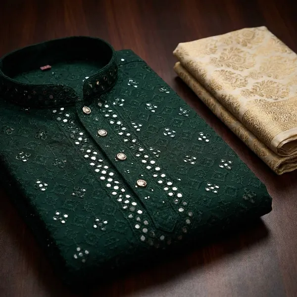 Green_Reyon_Fancy_Kurta_For_Men