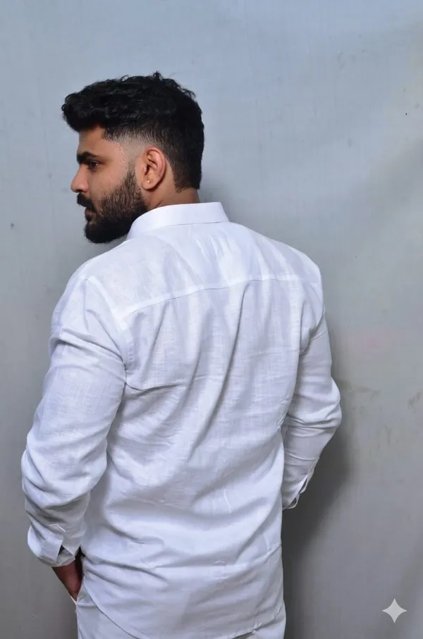 White_100%__Pure_Cotton_Linen_Shirt_For_Men