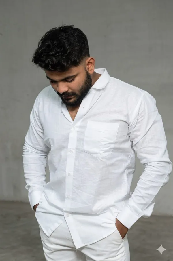 White_100%__Pure_Cotton_Linen_Shirt_For_Men