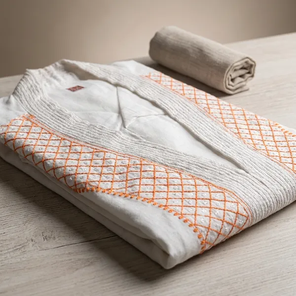 White_Khaddar_Cotton_Short_Kurta_For_Men
