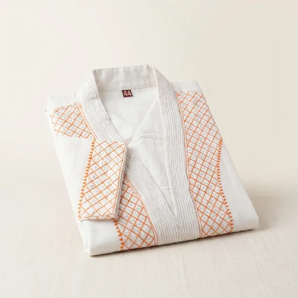 White_Khaddar_Cotton_Short_Kurta_For_Men