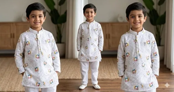 Elegent_White__Printed_Kids_Cotton_Blend_Kurta_Pajama_Set_