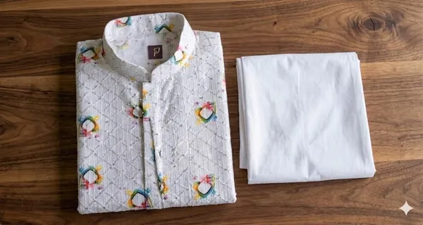 Elegent_White__Printed_Kids_Cotton_Blend_Kurta_Pajama_Set_