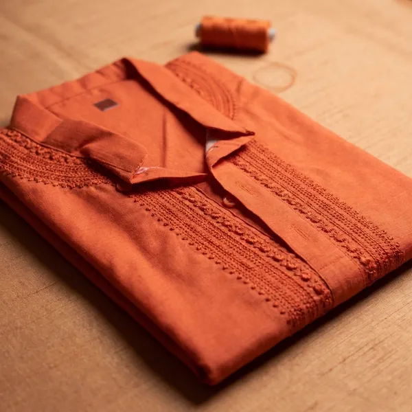 Orange_Magic_Neck_Embroidery_Kurta_For_Men