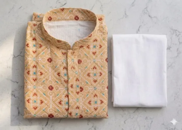 Festive_Peach_Geometric_Print_Kurta_With_Gotta_Patti_Highlights_